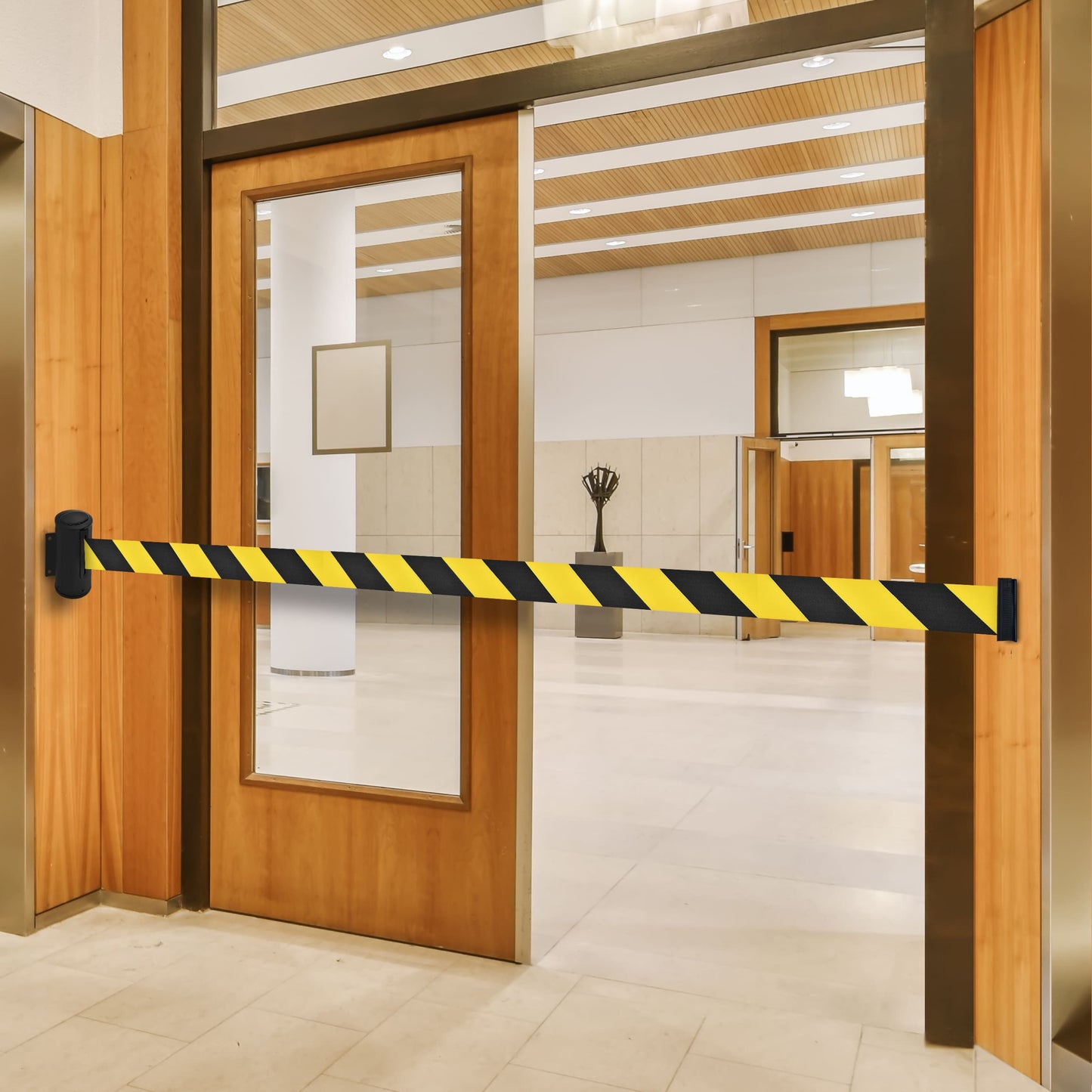 COMPATIBLE WALL-MOUNTED RETRACTABLE BELT (BLACK & YELLOW)