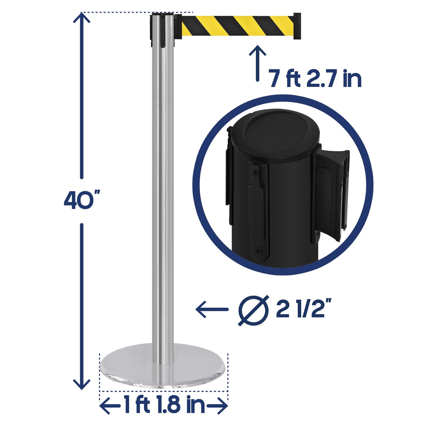 COMPATIBLE CHROME STANCHION BLACK&YELLOW BELT (2-PACK)