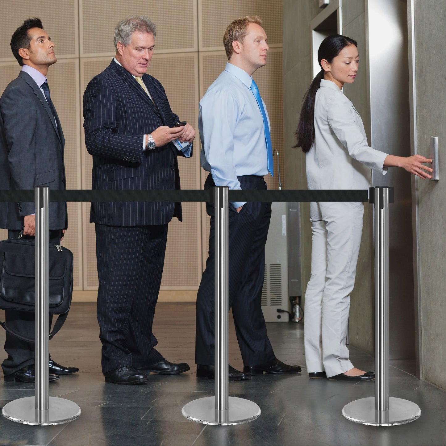 COMPATIBLE CHROME STANCHION BLACK BELT (2-PACK)