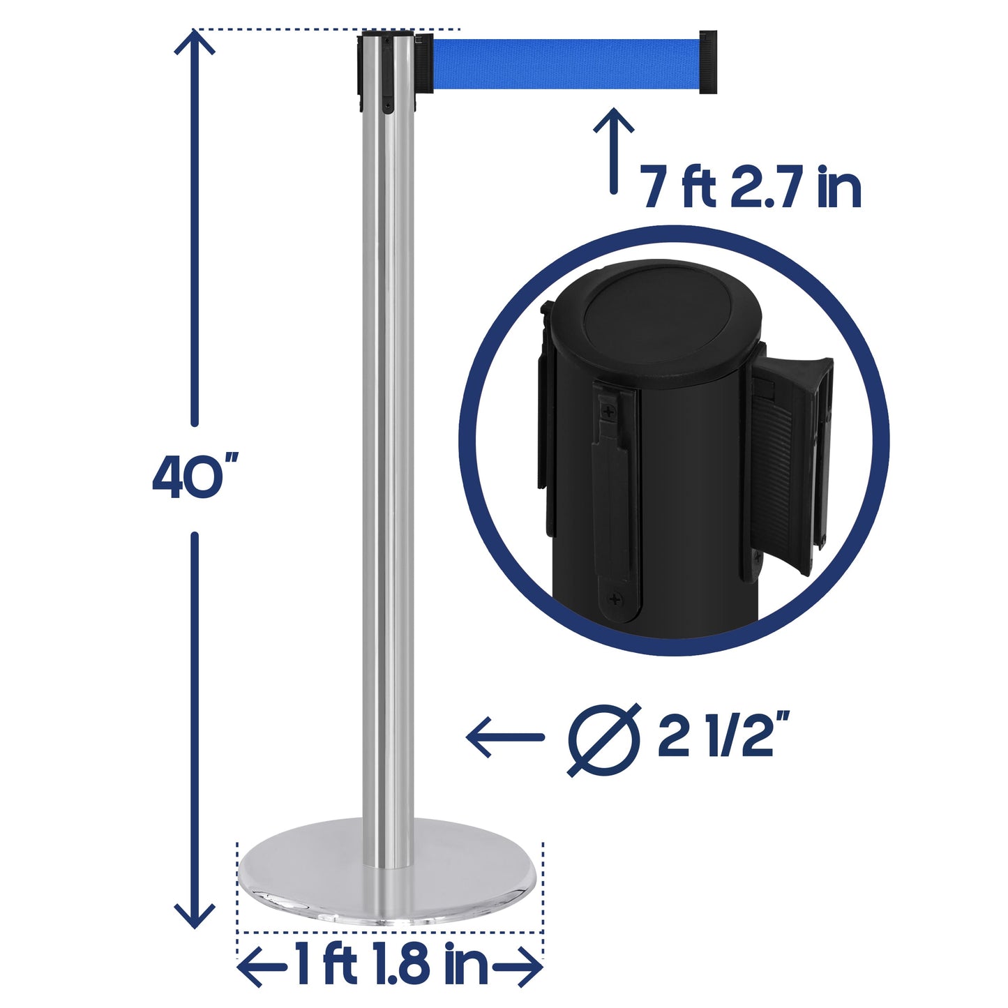 COMPATIBLE CHROME STANCHION BLUE BELT (2-PACK)