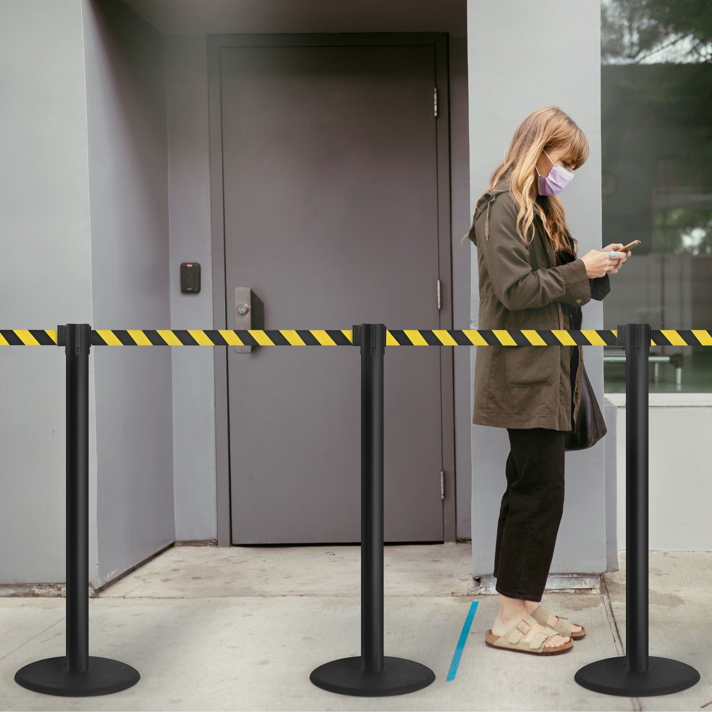 COMPATIBLE BLACK STANCHION YELLOW & BLACK BELT (2-PACK)