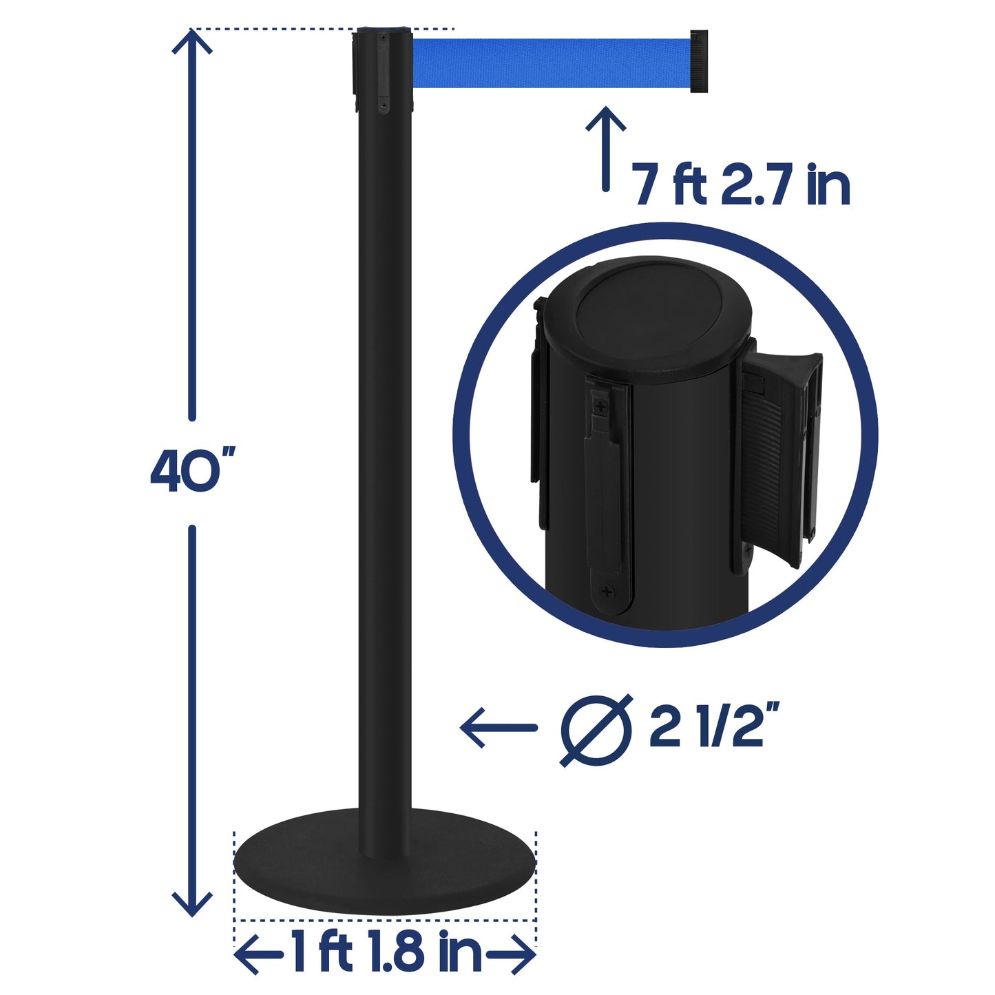 COMPATIBLE BLACK STANCHION BLUE BELT (2-PACK)