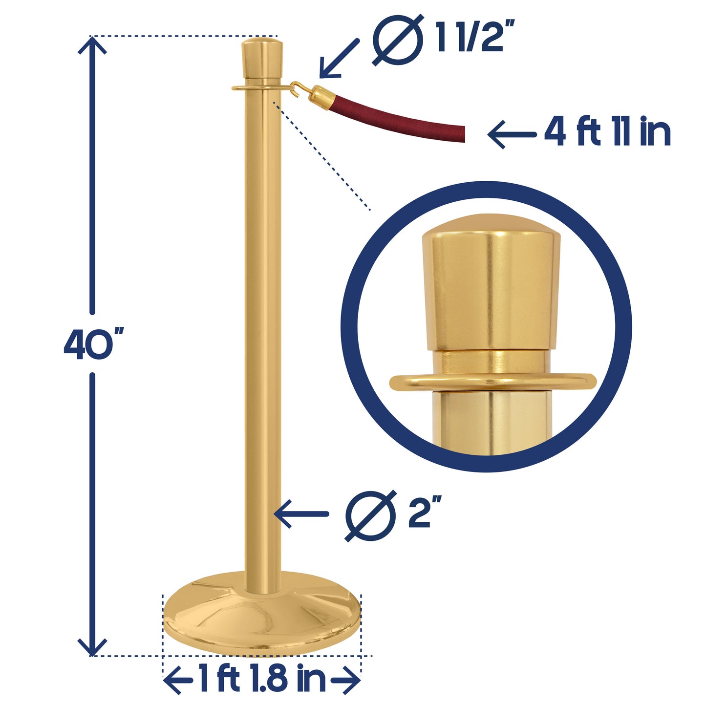 CLASSIC ROPE STANCHION (GOLD) 2-PACK