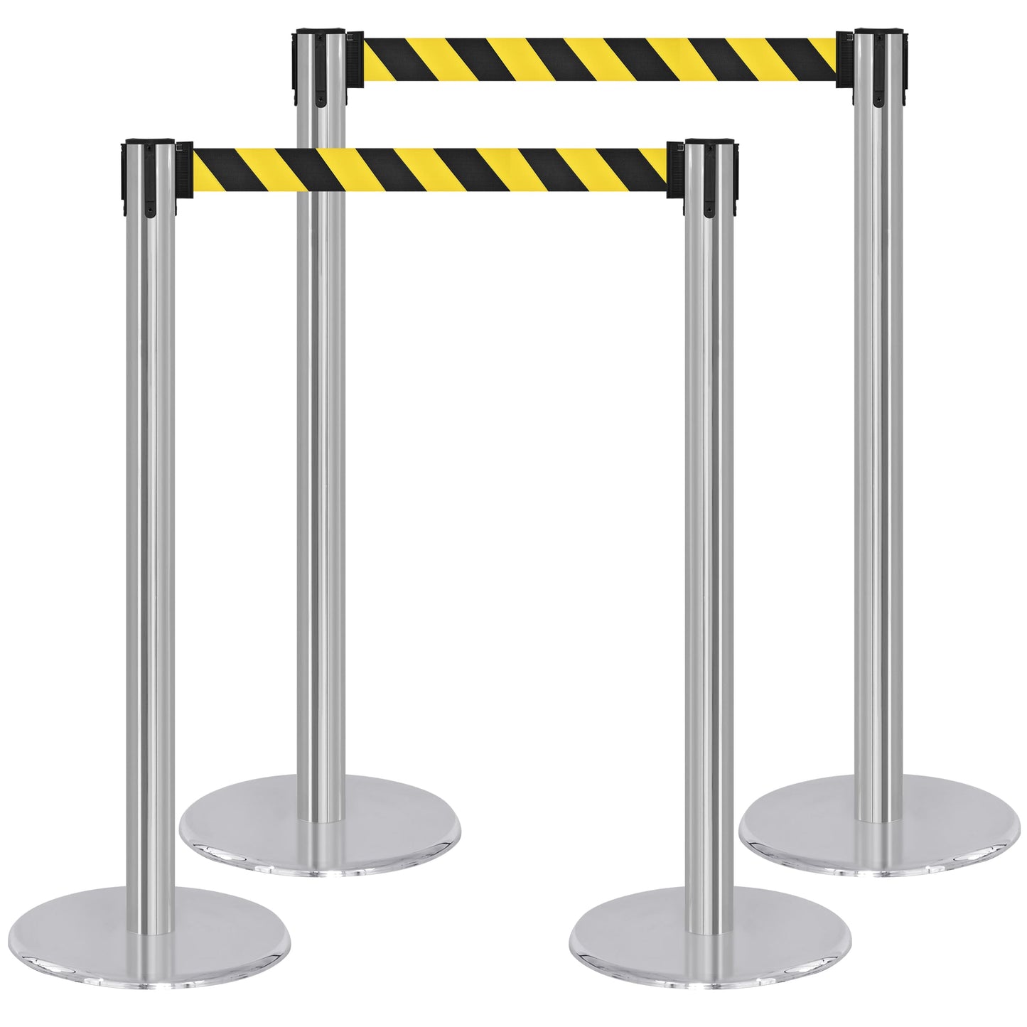 COMPATIBLE CHROME STANCHION BLACK&YELLOW BELT (2-PACK)