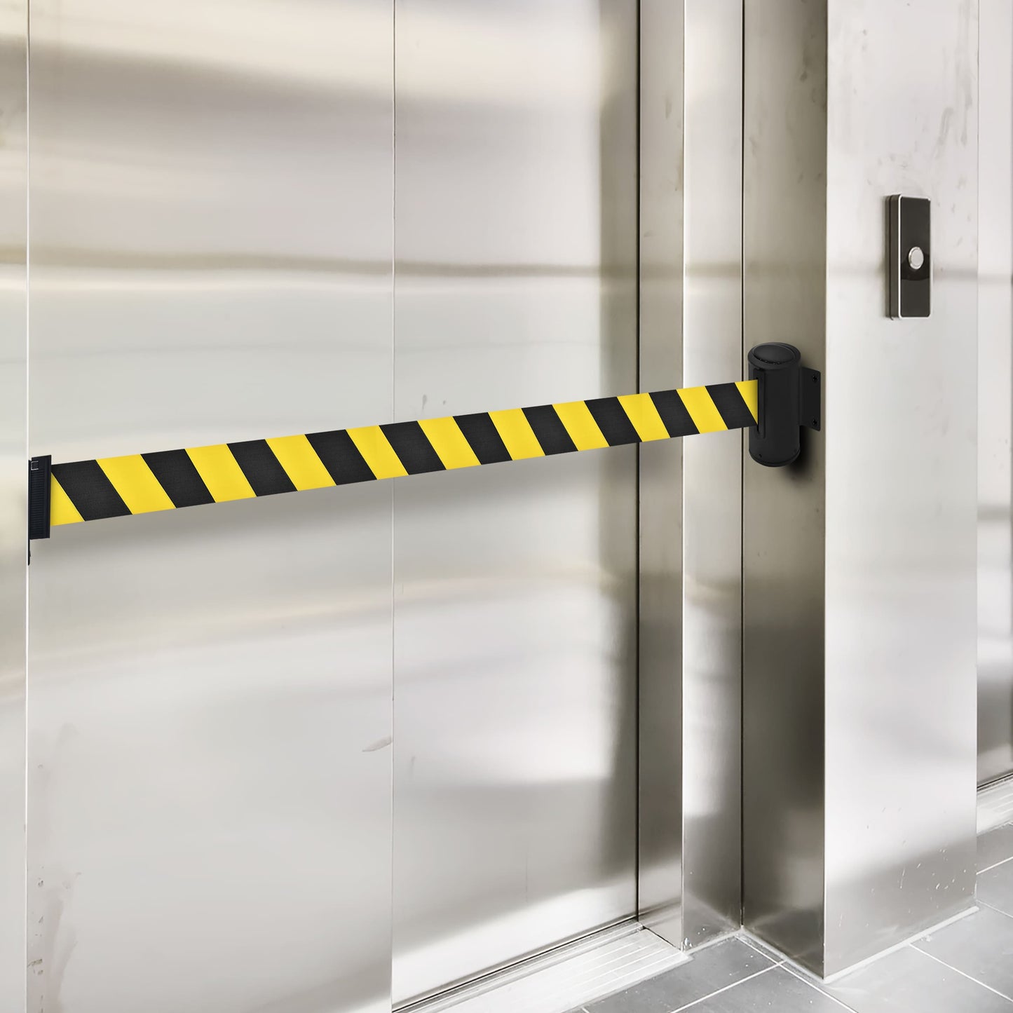 COMPATIBLE WALL-MOUNTED RETRACTABLE BELT (BLACK & YELLOW)